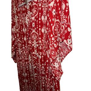 Knox Rose Red and White Boho Maxi Dress with Flutter Sleeves – Women’s Size Larg